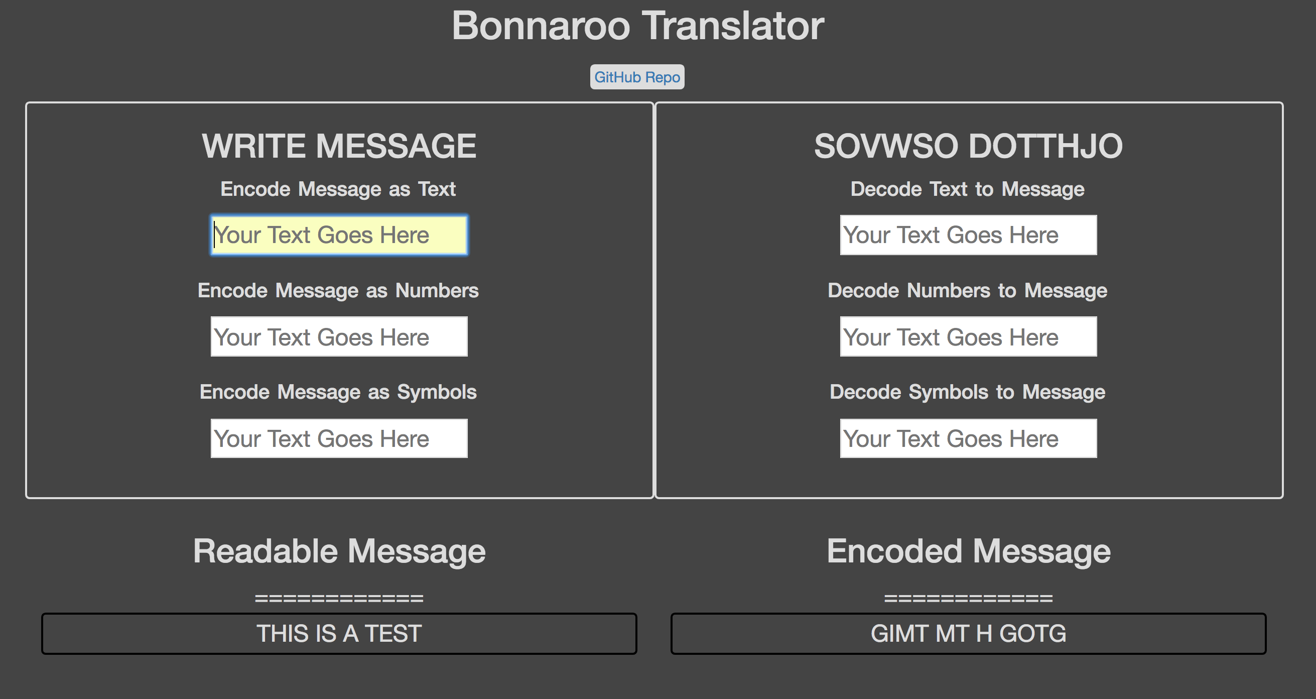 Bonnaroo Translator Screenshot